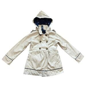 Nautica Girls Button Up Hooded Trench Coat Jacket Khaki Tan - Size 5